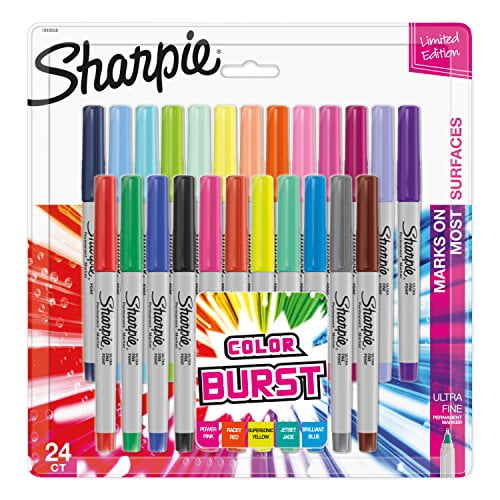 Sharpie Color Burst Ultra Fine Point Marker Permanent Pack 24 Assorted Colors